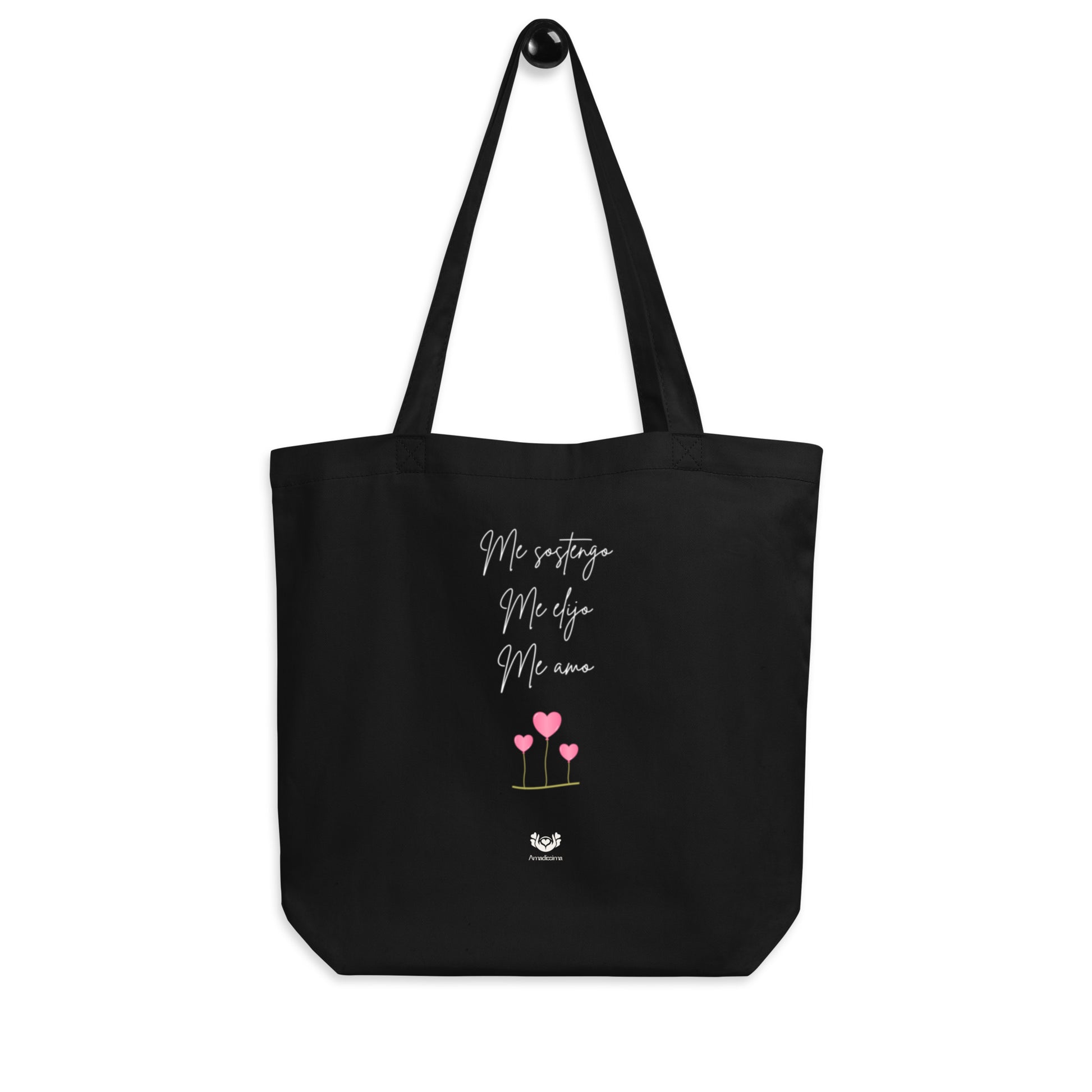 Bolsa tote ecológica en percha con afirmación bordada, Amadíssima