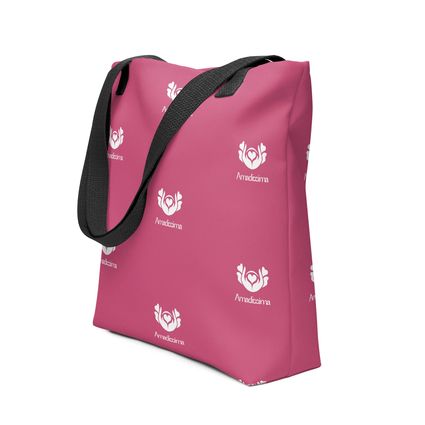 Detalle del diseño expandido en bolsa tote fucsia “Multiversa”