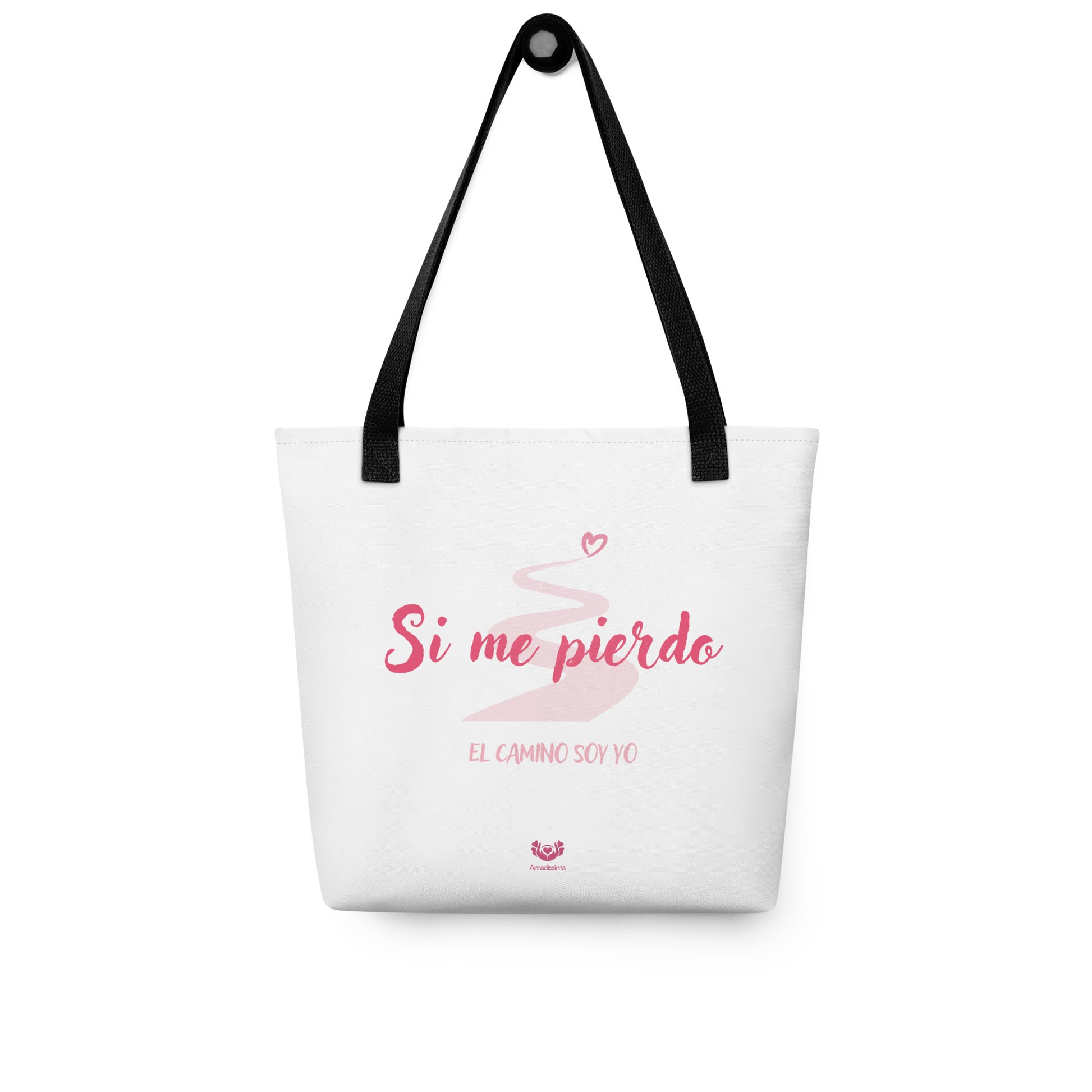Bolsa de tela “Si me pierdo, el camino soy yo” desplegada sobre fondo neutro