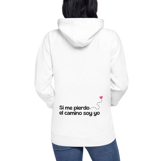 Espalda sudadera “Si me pierdo el camino, soy yo” color blanco, Amadíssima