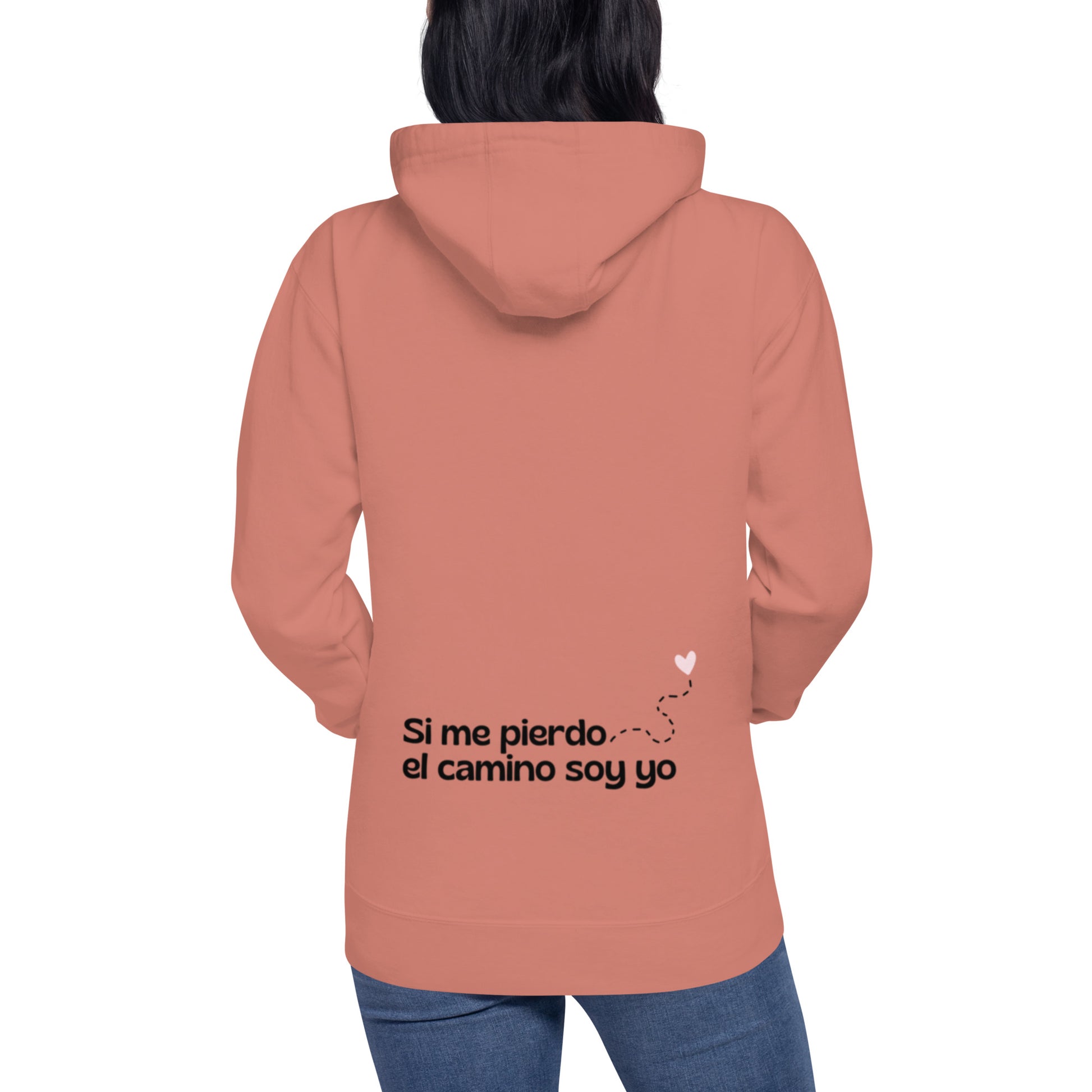Espalda sudadera “Si me pierdo el camino, soy yo” color dusty rose, Amadíssima